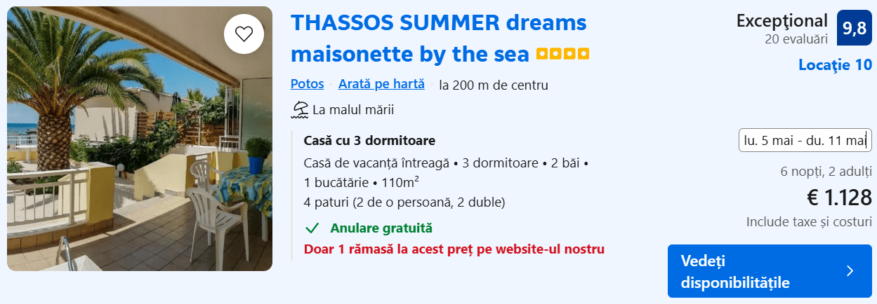 thassos summer dreams maisonette by the sea www.planuridevacanta.ro