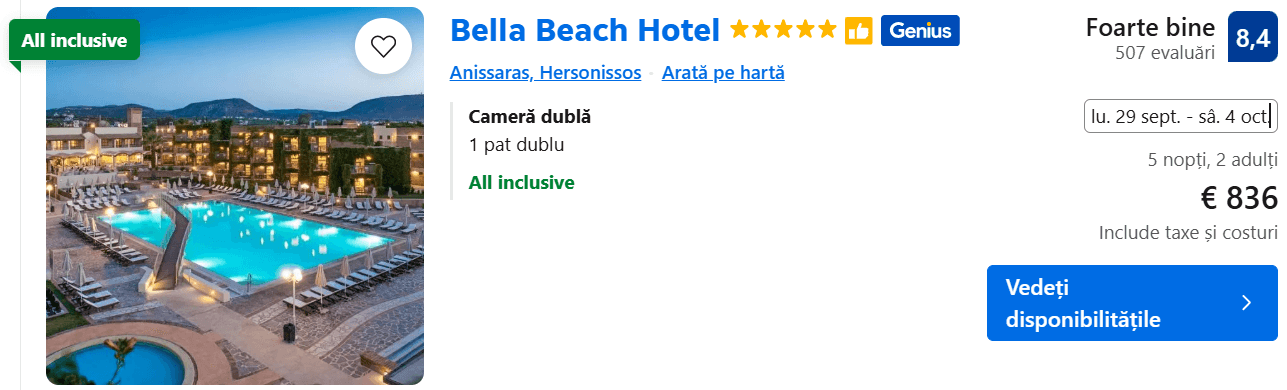 bella beach hotel creta www.planuridevacanta.ro