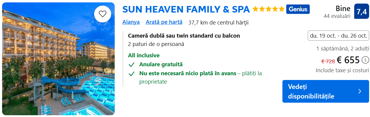 sun heaven family spa turcia www.planuridevacanta.ro