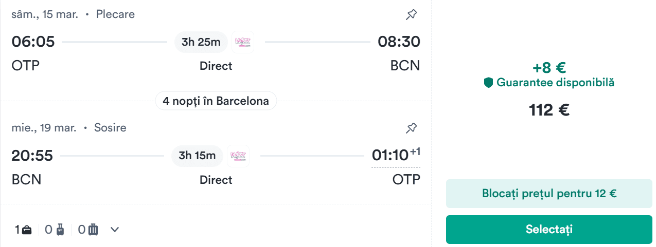bilete de avion bucuresti-barcelona 15-18 martie 2025 www.planuridevacanta.ro